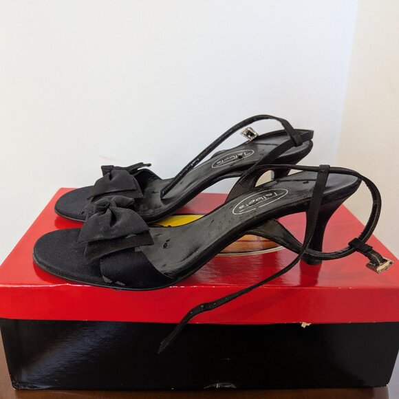 Talbots black open-toe ankle-strap sandals w/ bow — low heel Size 7 - Picture 4 of 6